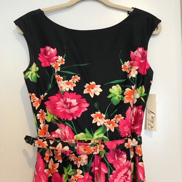 Eliza J Fit & Flare Belted Dress - Picture 3 of 8